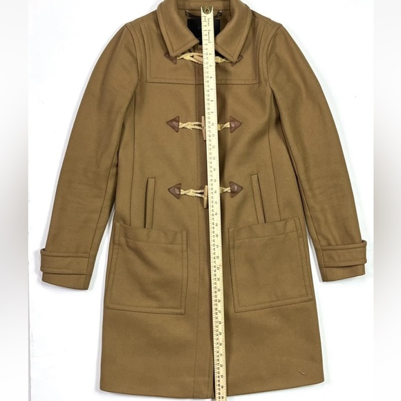 J. Crew Melton Wool Toggle Zip Beige Tan Coat - Sz 000 - Picture 14 of 15